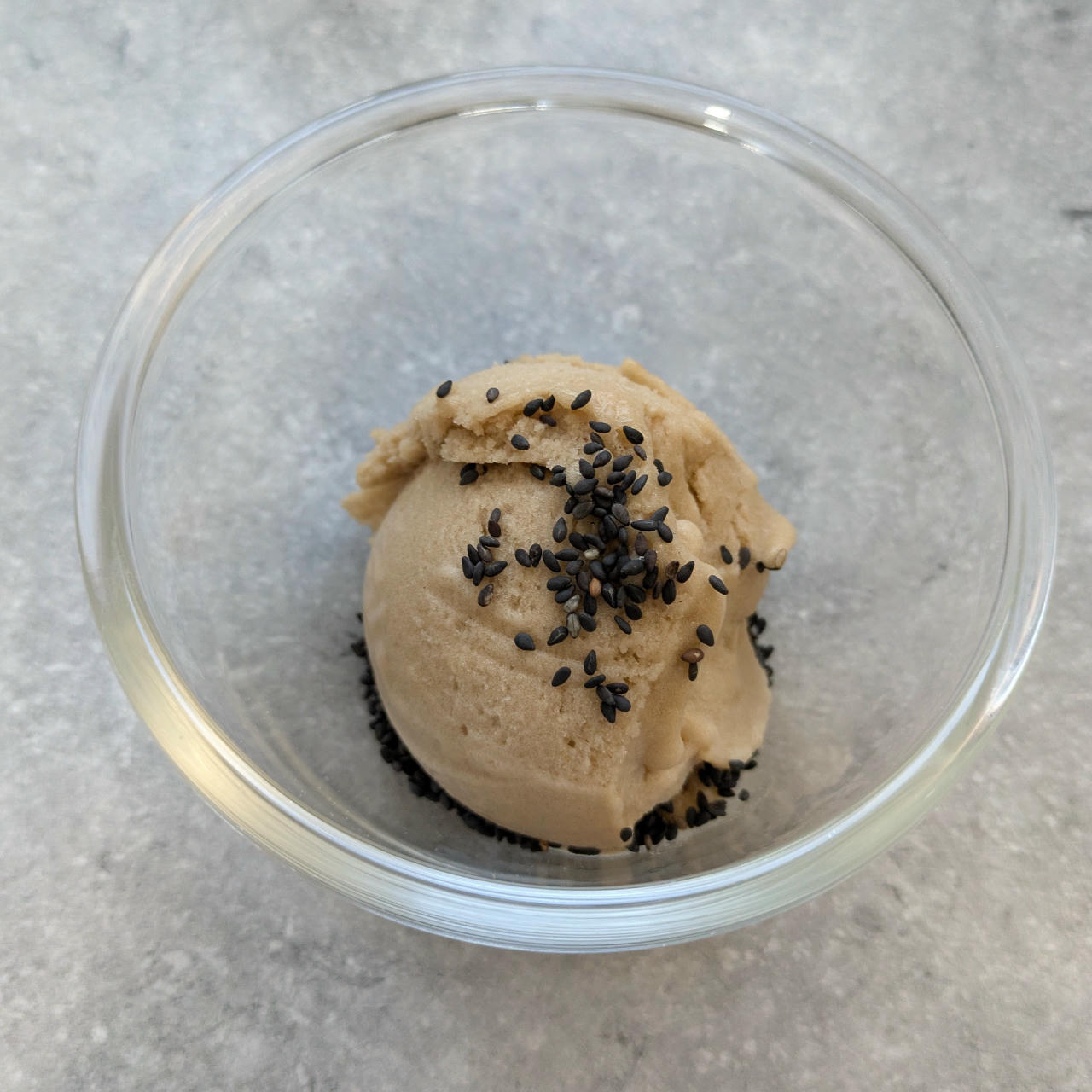Scooped, with black sesame